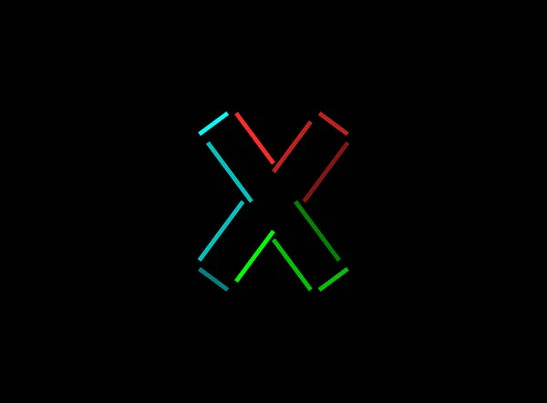 X文字ベクトルアウトラインストロークデザイン フォントロゴ 黒を基調とした赤 ソーシャルメディア デザイン要素 創造的なポスター ウェブテンプレートなどのために — ストックベクタ