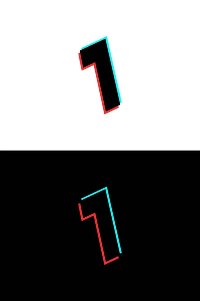 Cijfer Lettertype Gemaakt Van Glitch Stereo Effect Dynamische Gesplitste Rode — Stockvector