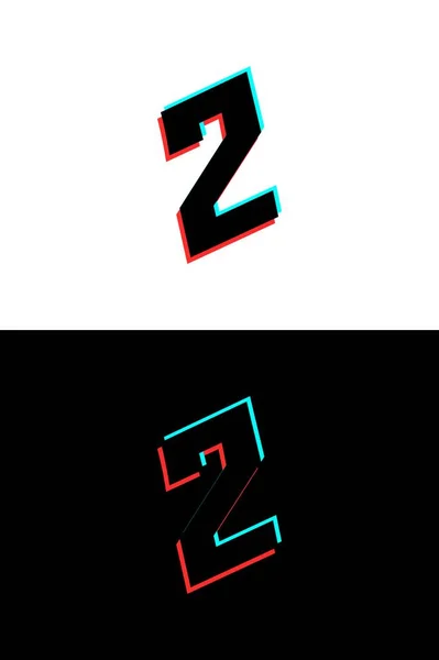 グリッチで作られた2つの数字フォント ステレオ効果 ダイナミック 分割赤と青の色 Djロゴ エレクトロミュージックポスター 明るいロゴなどのために ベクターイラスト — ストックベクタ