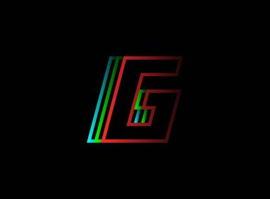 G harfi yazı tipi hızlı, hızlı hareket logosu. Teslimat posterleri, sanayi, yarış kimliği ve daha fazlası için spor stili fütüristik eğik tasarım