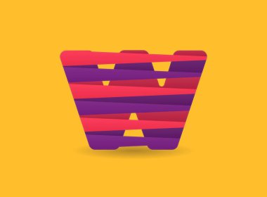 Renkli köşegen çizgileri olan W harfi logosu. Marka etiketi, Renkli Yıldönümü Kutlaması, yaratıcı poster ve simge, multimedya reklamları ve daha fazlası için