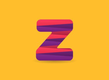 Renkli köşegen çizgileri olan Z harfi logosu. Marka etiketi, Renkli Yıldönümü Kutlaması, yaratıcı poster ve simge, multimedya reklamları ve daha fazlası için