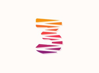 Çapraz çizgileri olan 3 numara gradyan renk logosu. Dilimlenmiş tasarım yaratıcı poster, marka etiketi, sosyal medya, kurumsal kimlik ve daha fazlası için mükemmel.