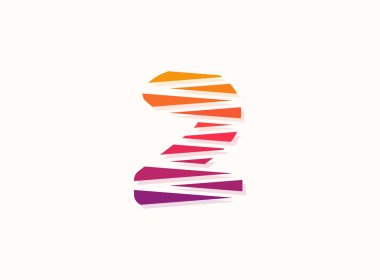 Çapraz çizgileri olan 2 numara gradyan renk logosu. Dilimlenmiş tasarım yaratıcı poster, marka etiketi, sosyal medya, kurumsal kimlik ve daha fazlası için mükemmel.