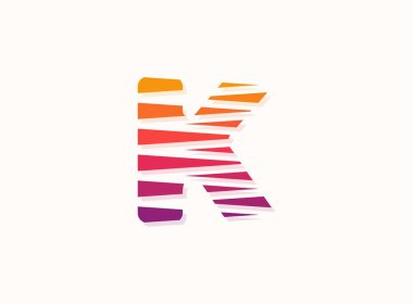 Çapraz çizgileri olan K harfi gradyan renk logosu. Dilimlenmiş tasarım yaratıcı poster, marka etiketi, sosyal medya, kurumsal kimlik ve daha fazlası için mükemmel.