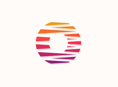 Çapraz çizgileri olan 0 harfli gradyan renk logosu. Dilimlenmiş tasarım yaratıcı poster, marka etiketi, sosyal medya, kurumsal kimlik ve daha fazlası için mükemmel.