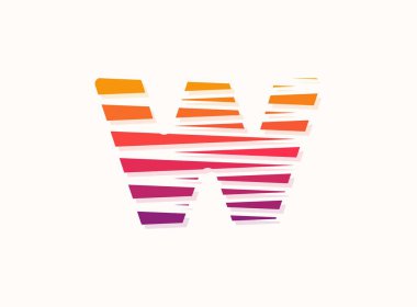 Çapraz çizgileri olan W harfi gradyan renk logosu. Dilimlenmiş tasarım yaratıcı poster, marka etiketi, sosyal medya, kurumsal kimlik ve daha fazlası için mükemmel.