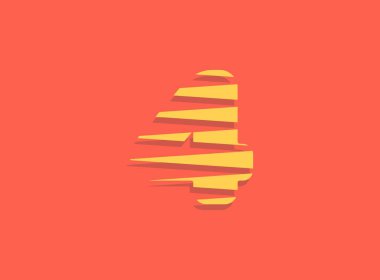 Hızlı 4 numara, hızlı hareket logosu. Spor stili fütüristik eğilim tasarımı dağıtım posterleri, endüstriyel, yarış kimliği ve daha fazlası için kullanışlı