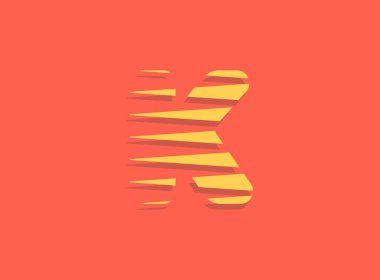 K harfi hızlı, hızlı hareket logosu. Spor stili fütüristik eğilim tasarımı dağıtım posterleri, endüstriyel, yarış kimliği ve daha fazlası için kullanışlı