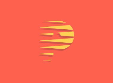 P harfi hızlı, hızlı hareket logosu. Spor stili fütüristik eğilim tasarımı dağıtım posterleri, endüstriyel, yarış kimliği ve daha fazlası için kullanışlı