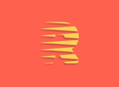 R harfi hızlı, hızlı hareket logosu. Spor stili fütüristik eğilim tasarımı dağıtım posterleri, endüstriyel, yarış kimliği ve daha fazlası için kullanışlı