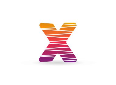 Çapraz çizgileri olan X harfi gradyan renk logosu. Dilimlenmiş tasarım yaratıcı poster, marka etiketi, sosyal medya, kurumsal kimlik ve daha fazlası için mükemmel.