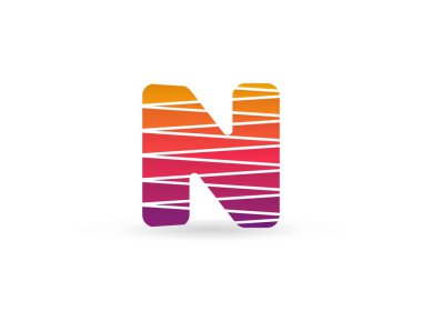 Çapraz çizgileri olan N harfi gradyan renk logosu. Dilimlenmiş tasarım yaratıcı poster, marka etiketi, sosyal medya, kurumsal kimlik ve daha fazlası için mükemmel.