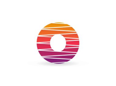 Çapraz çizgileri olan 0 harfli gradyan renk logosu. Dilimlenmiş tasarım yaratıcı poster, marka etiketi, sosyal medya, kurumsal kimlik ve daha fazlası için mükemmel.