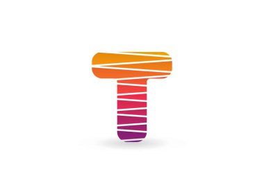Çapraz çizgileri olan T harfi gradyan renk logosu. Dilimlenmiş tasarım yaratıcı poster, marka etiketi, sosyal medya, kurumsal kimlik ve daha fazlası için mükemmel.