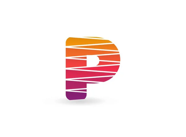 P文字斜線とトレンディなグラデーションカラーロゴ 創造的なポスター ブランドラベル ソーシャルメディア 企業アイデンティティなどに最適なスライドデザイン — ストックベクタ