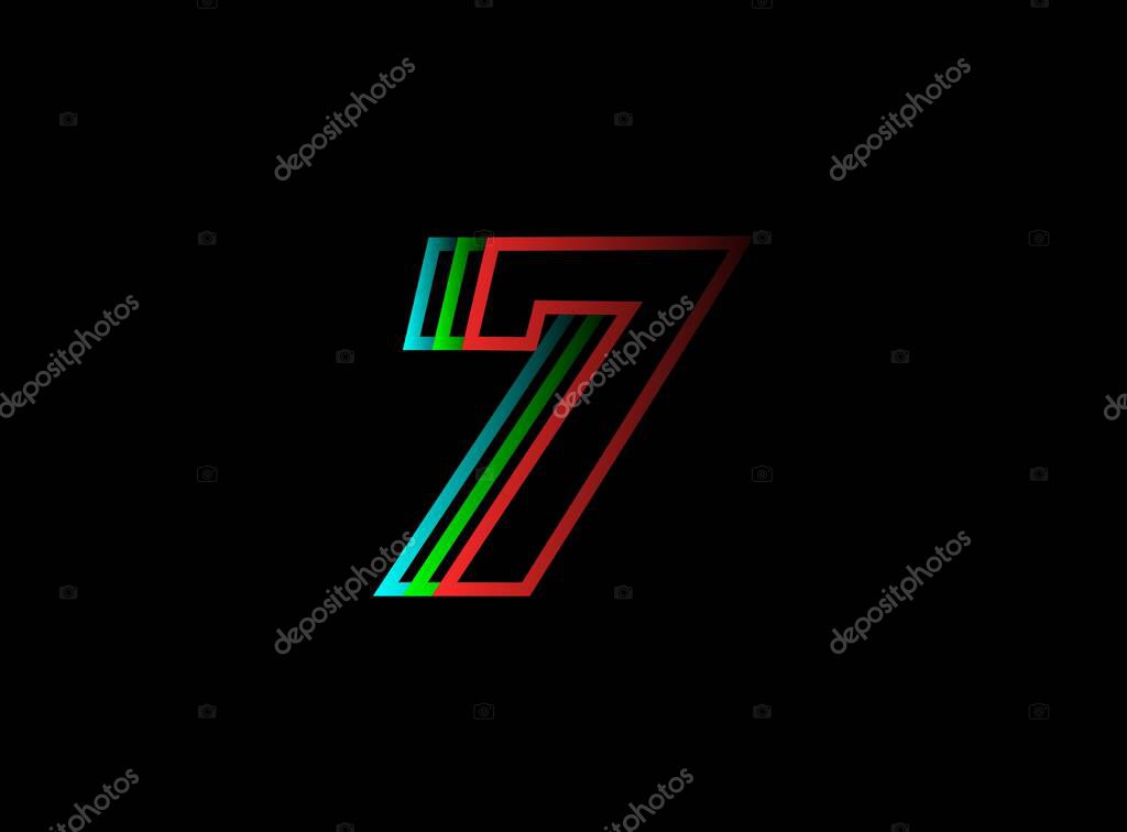 7 number font fast, speed motion logo. Sport style futuristic oblique design for   delivery posters, industrial, racing identify and more