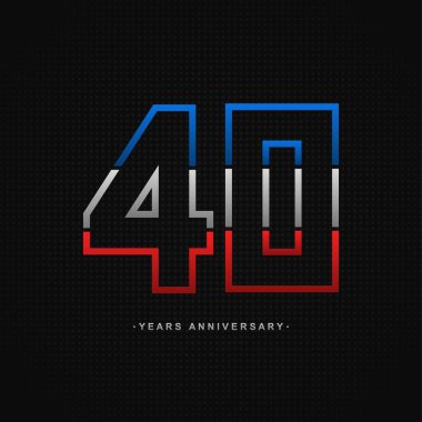 40. yıl dönümü kutlaması ve eski yılların kutlaması, renkli logolar. Sayı simgesi vektör şablonu