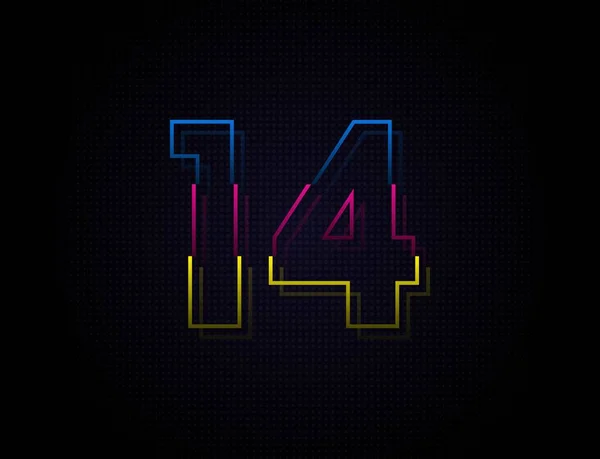 Fonte Number Colorful Outline Stroke Design Style Créatif Tendance Dynamique — Image vectorielle