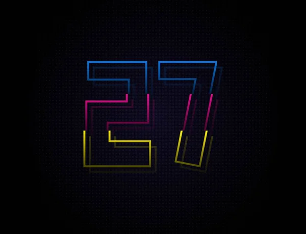 Fonte Number Colorful Outline Stroke Design Style Créatif Tendance Dynamique — Image vectorielle