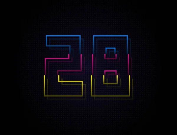 Fonte Number Colorful Outline Stroke Design Style Créatif Tendance Dynamique — Image vectorielle