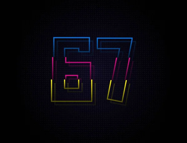 Fonte Number Colorful Outline Stroke Design Style Créatif Tendance Dynamique — Image vectorielle