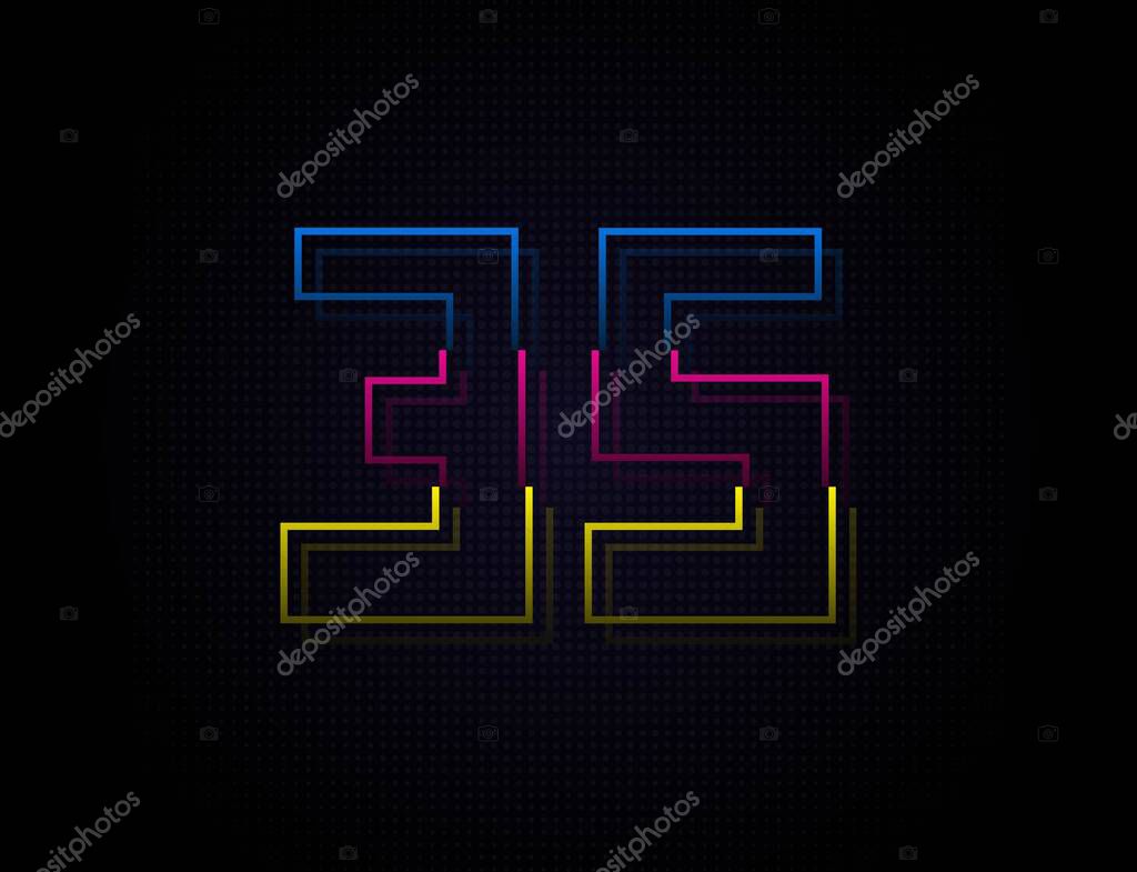 35 number colorful outline stroke font. Trendy, dynamic creative style design. Vivid vector font for logo, brand label, design elements, nightlife, application etc