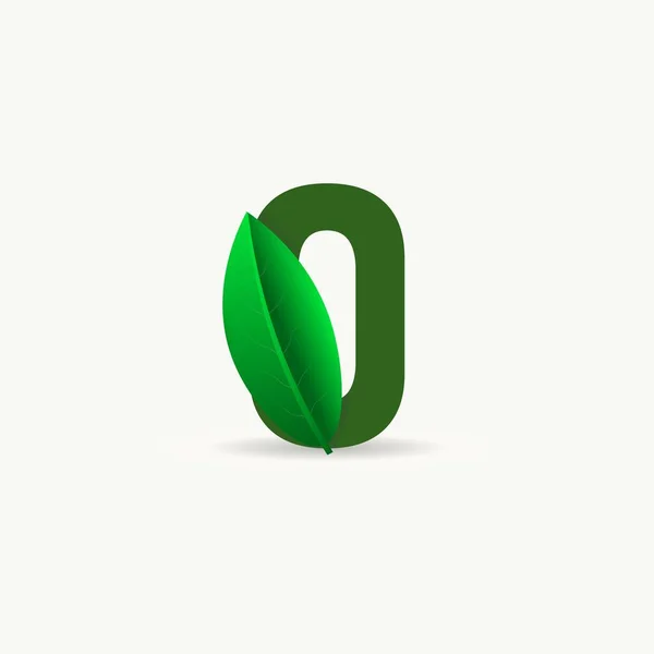 Nummer Eco Logo Met Blad Vector Lettertype Voor Natuur Posters — Stockvector