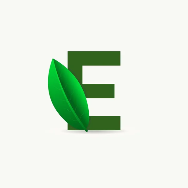 Letra Eco Logotipo Com Folha Fonte Vetorial Para Cartazes Natureza — Vetor de Stock