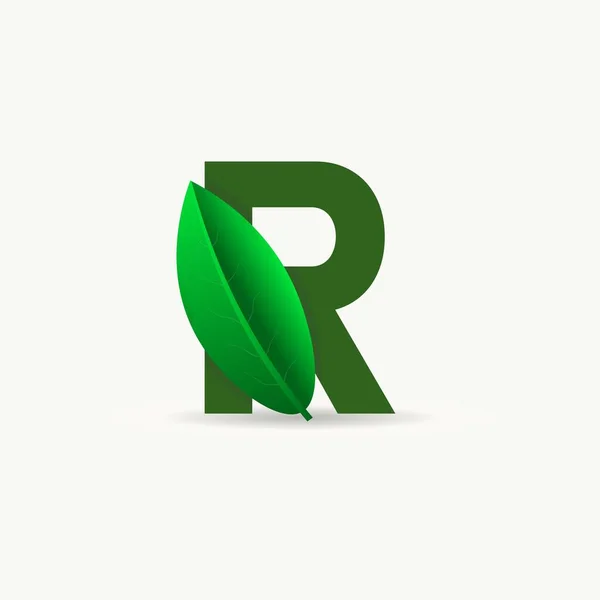 Logotipo Eco Letra Con Hoja Fuente Vectorial Para Carteles Naturaleza — Vector de stock