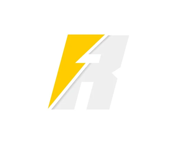 Rの文字のロゴ 稲妻の力のアイコンとベクトルフォント — ストックベクタ