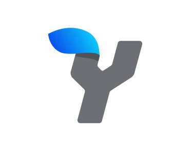 Y harfi aqua font, mavi su damlası tasarımı