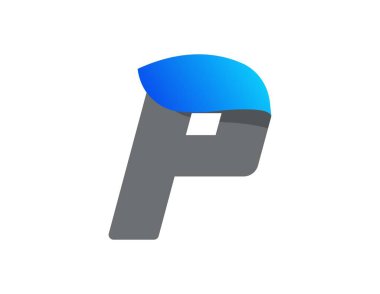 P harfi aqua yazı tipi, mavi su damlası tasarımı