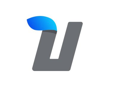 U harfi aqua font, mavi su damlası tasarımı