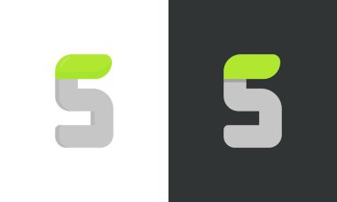 S harfi ekoloji logosu. Biyolojik posterler için vektör yazı tipi, spa amblemi, vegan, bitkisel ve botanik kartları vs..