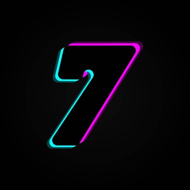7 number vector trendy colors neon font. For dark night theme, vibrant identity, techno design, app logo and more