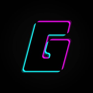G letter, vector bright neon font. For dark night theme, vibrant identity, techno design, app logo and more