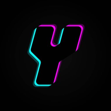 Y letter, vector bright neon font. For dark night theme, vibrant identity, techno design, app logo and more
