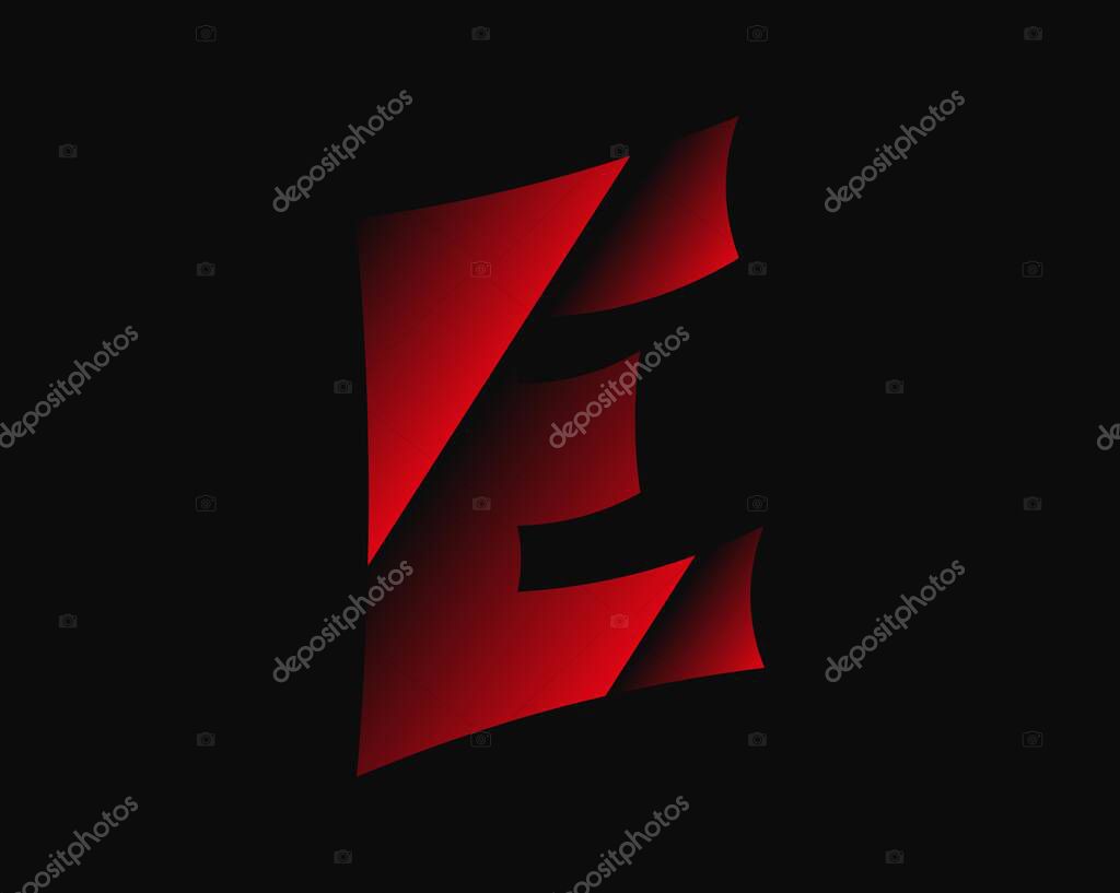E vector horror, scary letter. Insane fear brutal font . For criminal or crime, horror dark night, wicked terrible design and more