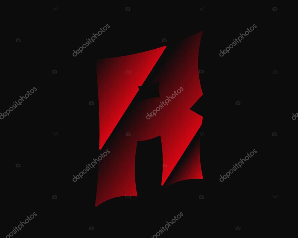 R vector horror, scary letter. Insane fear brutal font . For criminal or crime, horror dark night, wicked terrible design and more