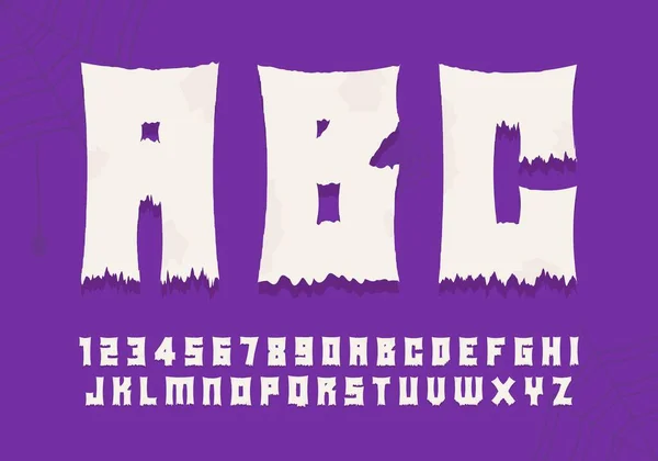 Vector Alfabet Met Horror Zombie Fee Geest Lettertype — Stockvector