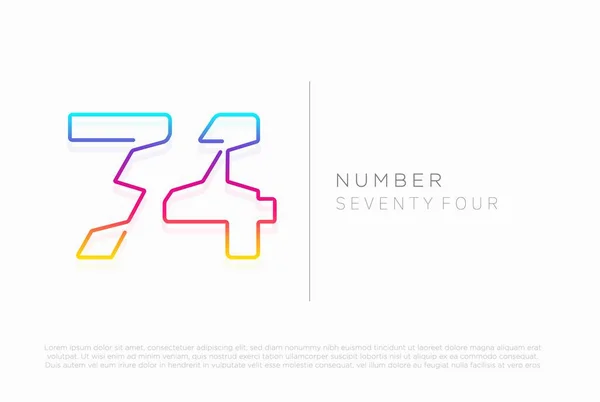 Number Seventy Four Logo Icon Design Vector Template — Stock Vector
