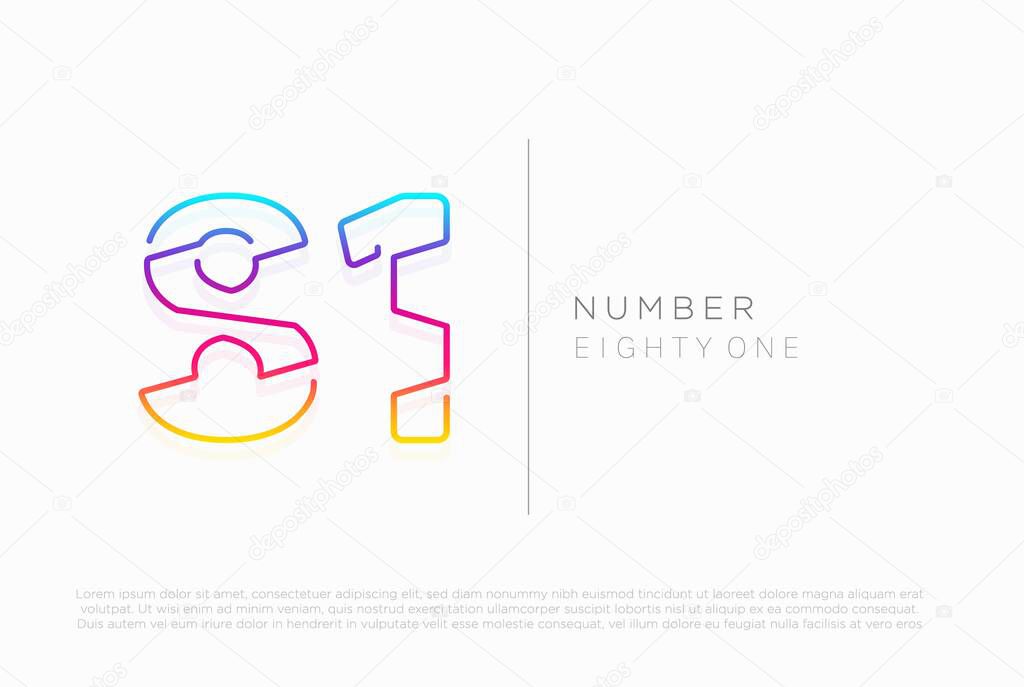Number 81 eighty one logo icon design, vector template