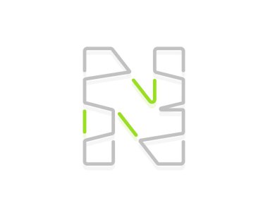 N harfi ekoloji logosu. Biyolojik posterler için vektör yazı tipi, spa amblemi, vegan, bitkisel ve botanik kartları vs..    