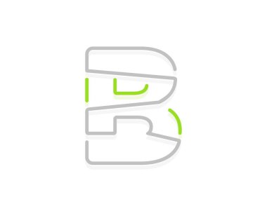 B harfi ekoloji logosu. Biyolojik posterler için vektör yazı tipi, spa amblemi, vegan, bitkisel ve botanik kartları vs..    