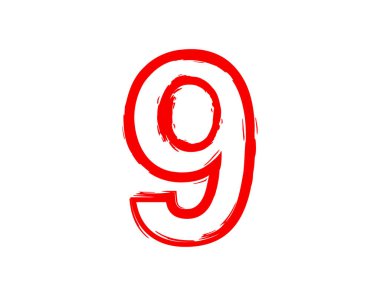 9 vektör numarası dehşet verici, korkutucu. Çılgın korku vahşi, çığlık yazı tipi. Acayip gece teması tasarımı