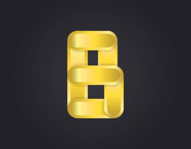 B number logo, modern and elegant golden design. Vector illustration   
