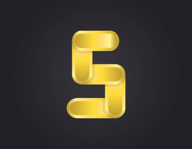 S number logo, modern and elegant golden design. Vector illustration