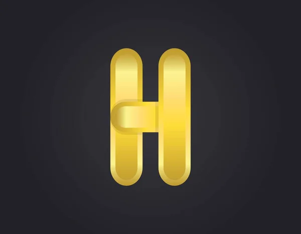 H number logo, modern and elegant golden design. Vector illustration
