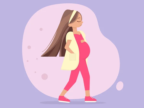 Femme enceinte en rose. Concept de santé de la grossesse — Image vectorielle